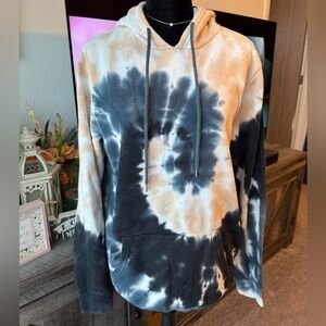 RSQ Tie-Dye Hoodie in Dark blue and Cream/orange